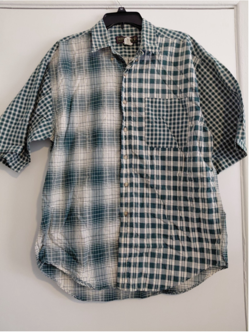 Men's Vintage Deep River Trading Co. Green Plaid Button Down Short Sleeve Shirt